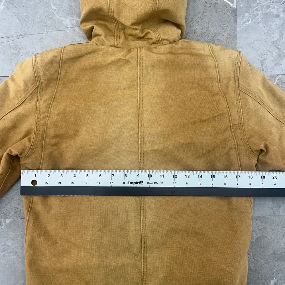 Carhartt Jacket Youth Medium 10 - 12 Diamond Quilted Hooded Faded Brown Boys Kid